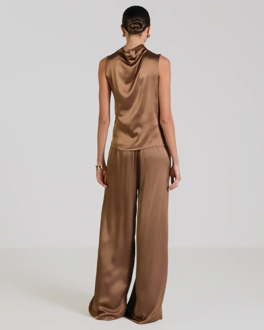 Allegra Draped Satin Sleeveless Top | Maple - Image 5