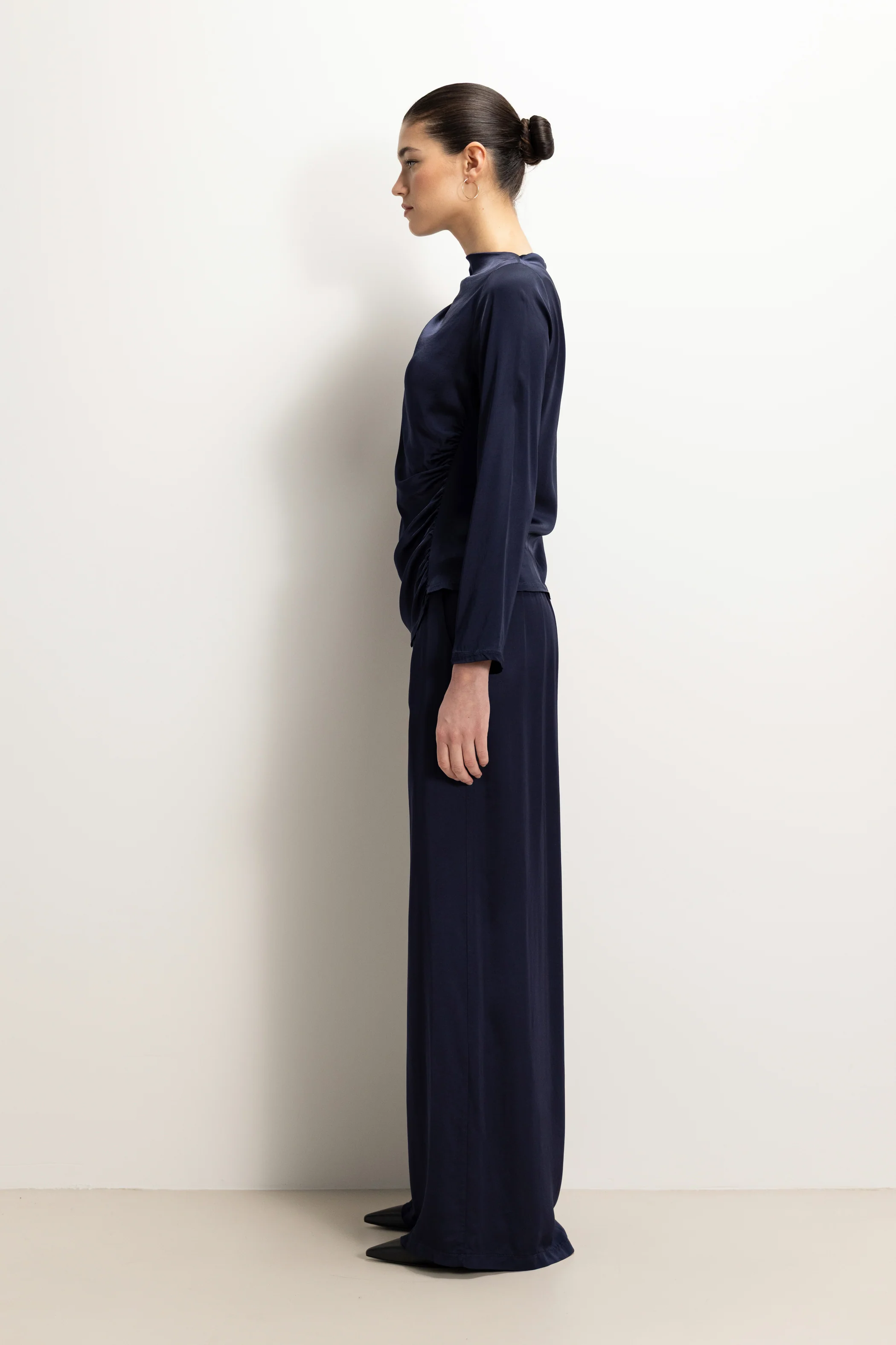 Allegra Asymmetric Long Sleeve Top | Navy - Image 4