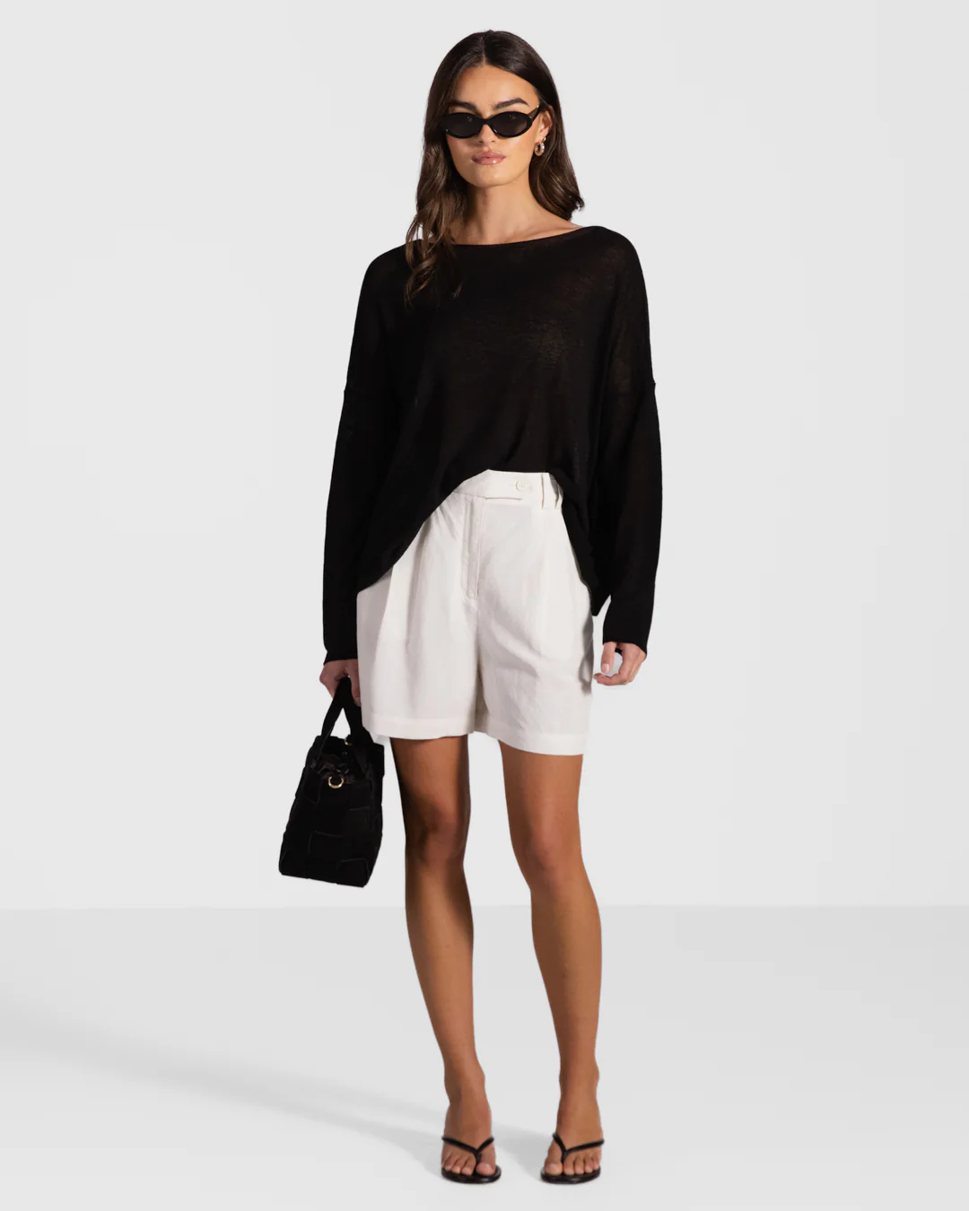 Amelie Lightweight Linen Top | Black - Image 4