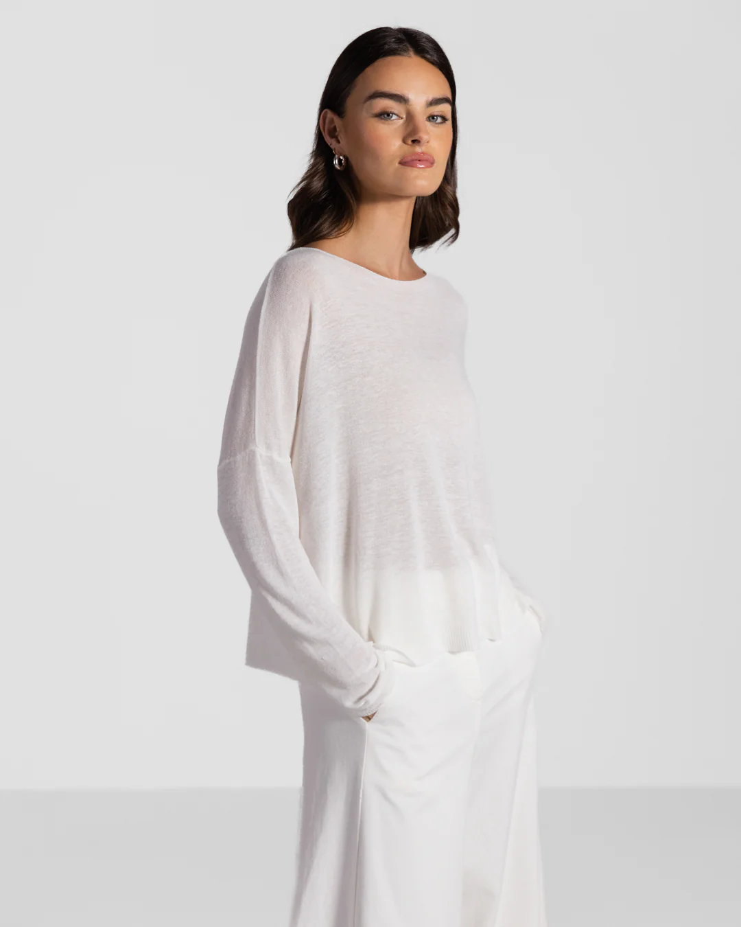 Amelie Lightweight Linen Top | White - Image 2