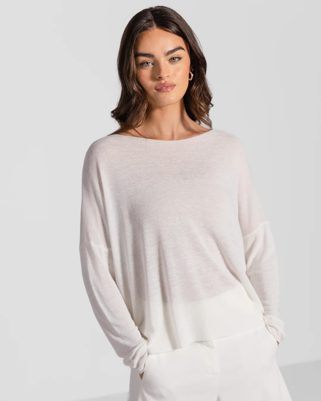 Amelie Lightweight Linen Top | White - Image 5