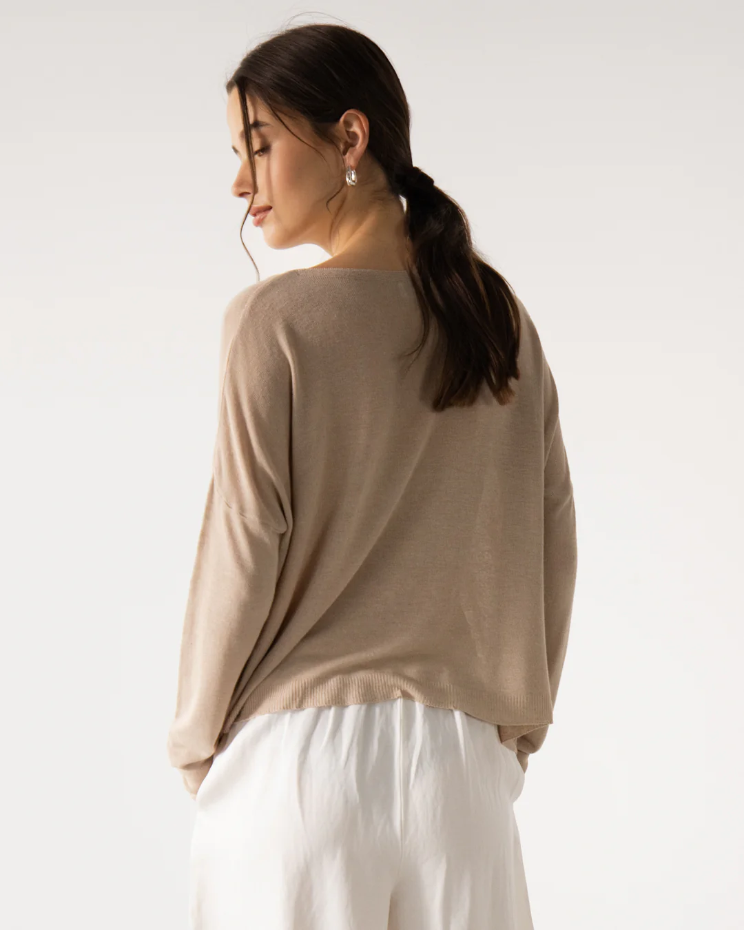 Amelie Lightweight Linen Top | Taupe - Image 3