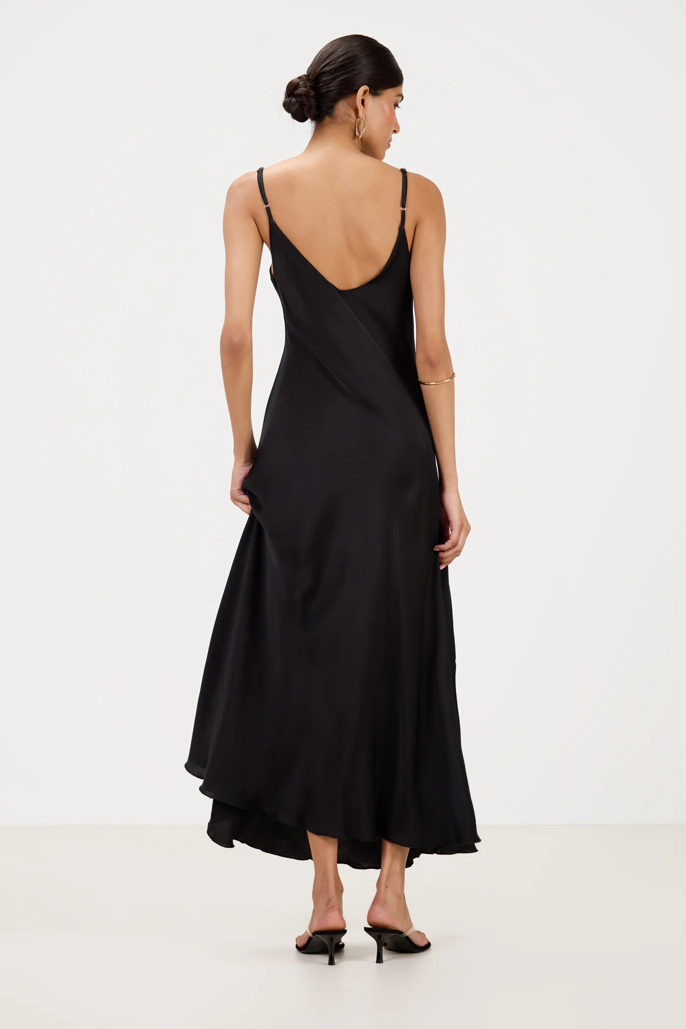 Anne Satin Slip Dress | Black - Image 2