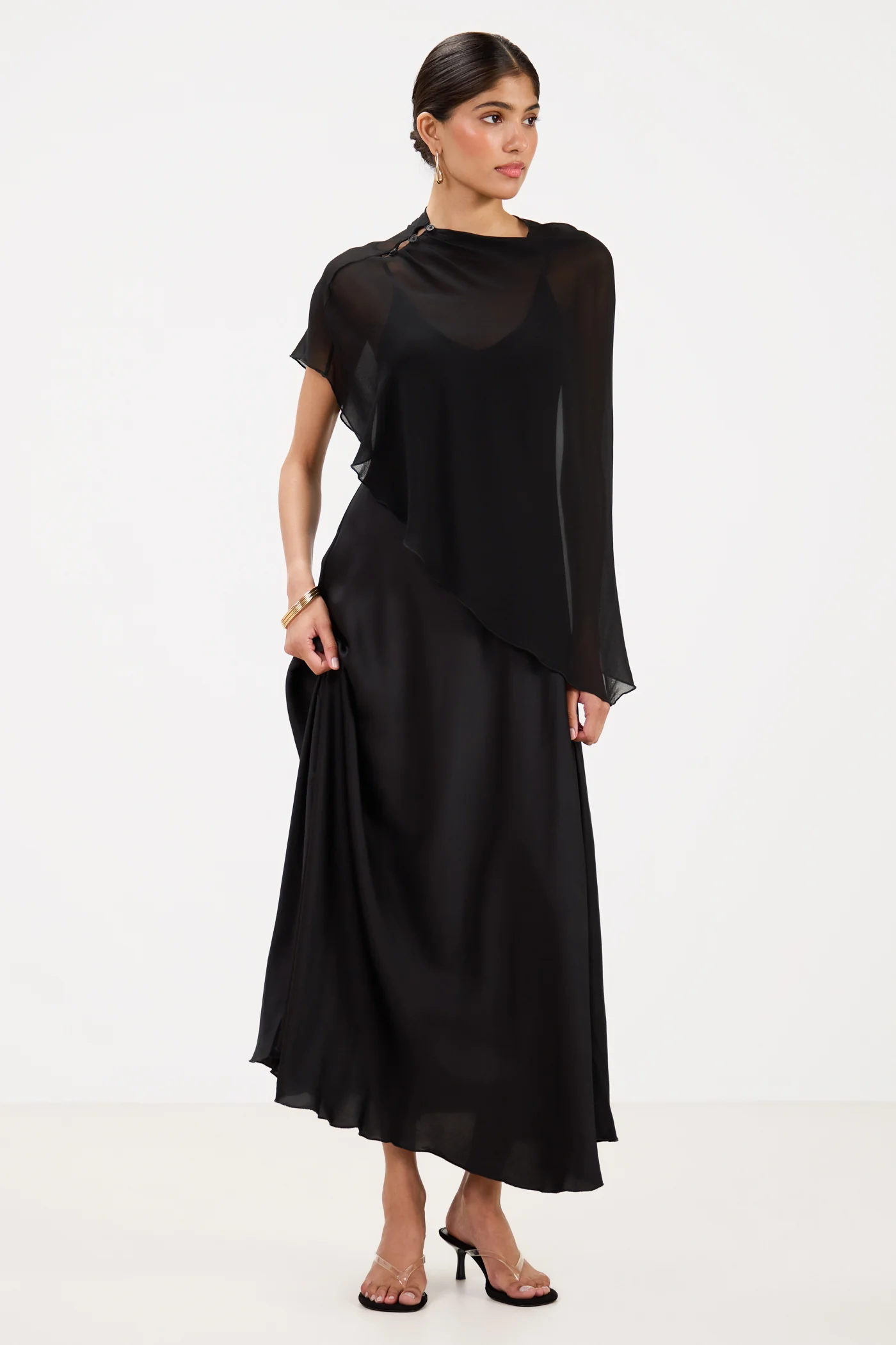 Anne Satin Slip Dress | Black - Image 5