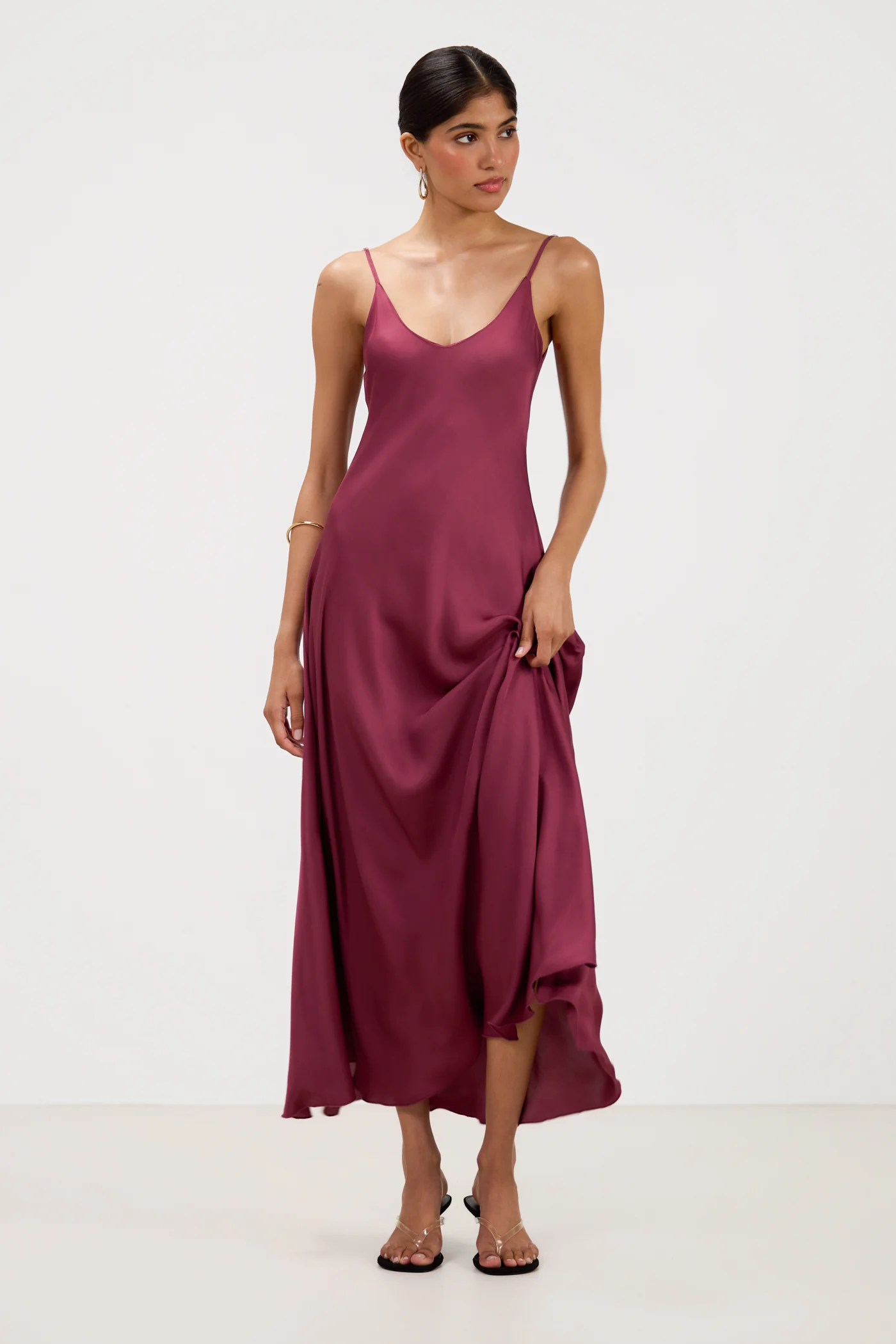 Anne Satin Slip Dress | Damson