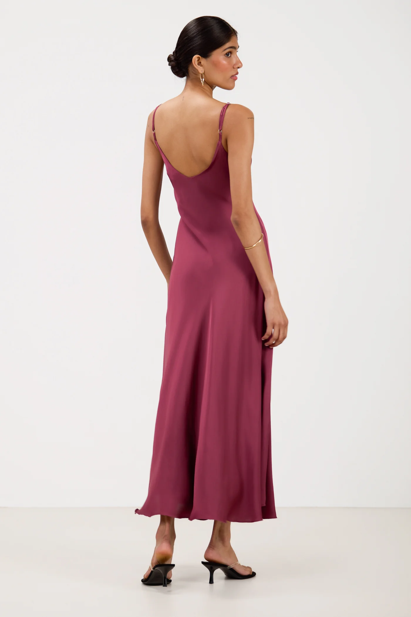 Anne Satin Slip Dress | Damson - Image 3