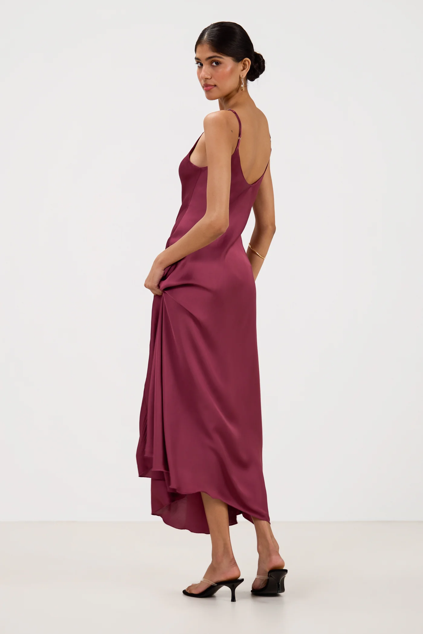 Anne Satin Slip Dress | Damson - Image 4
