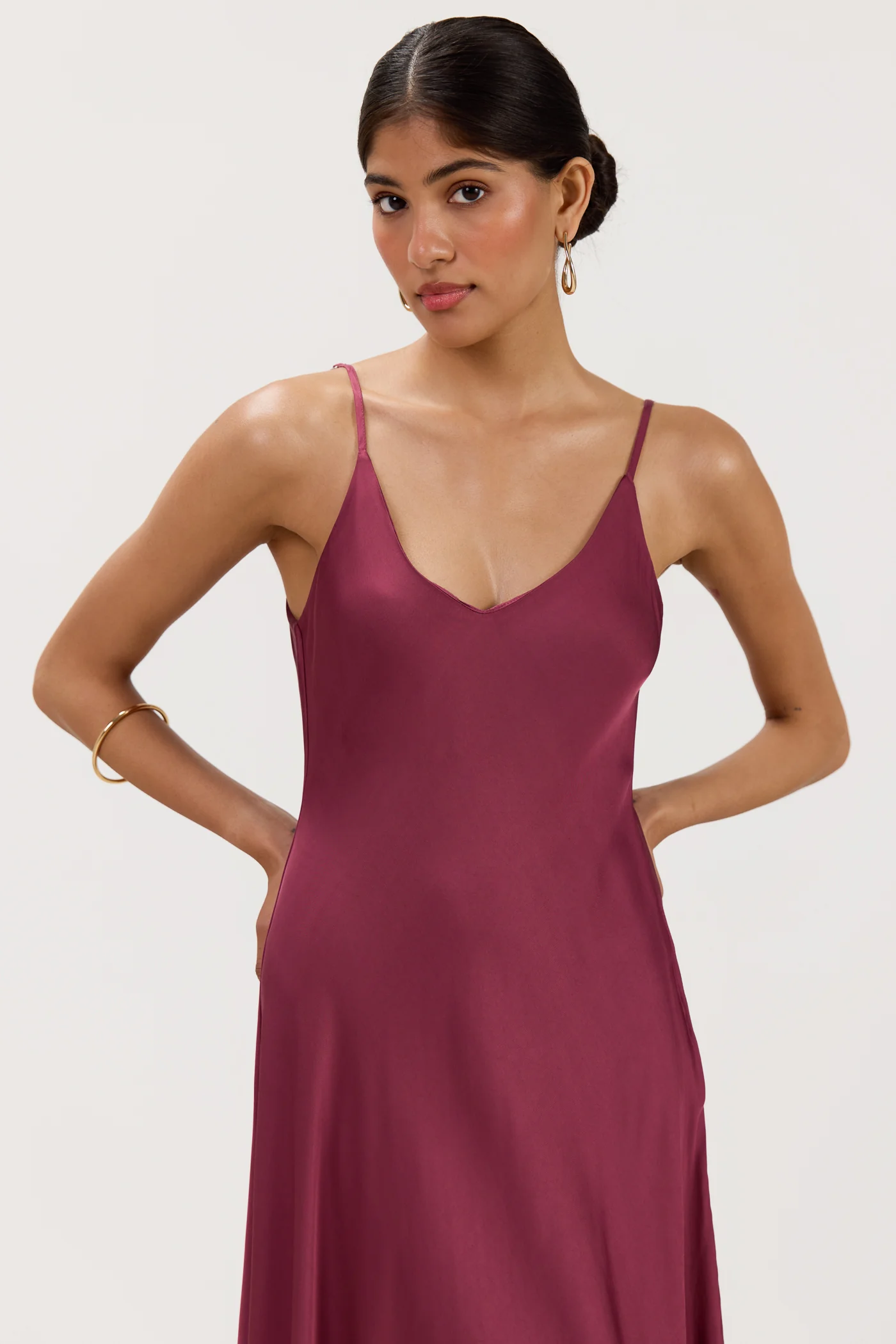 Anne Satin Slip Dress | Damson - Image 5
