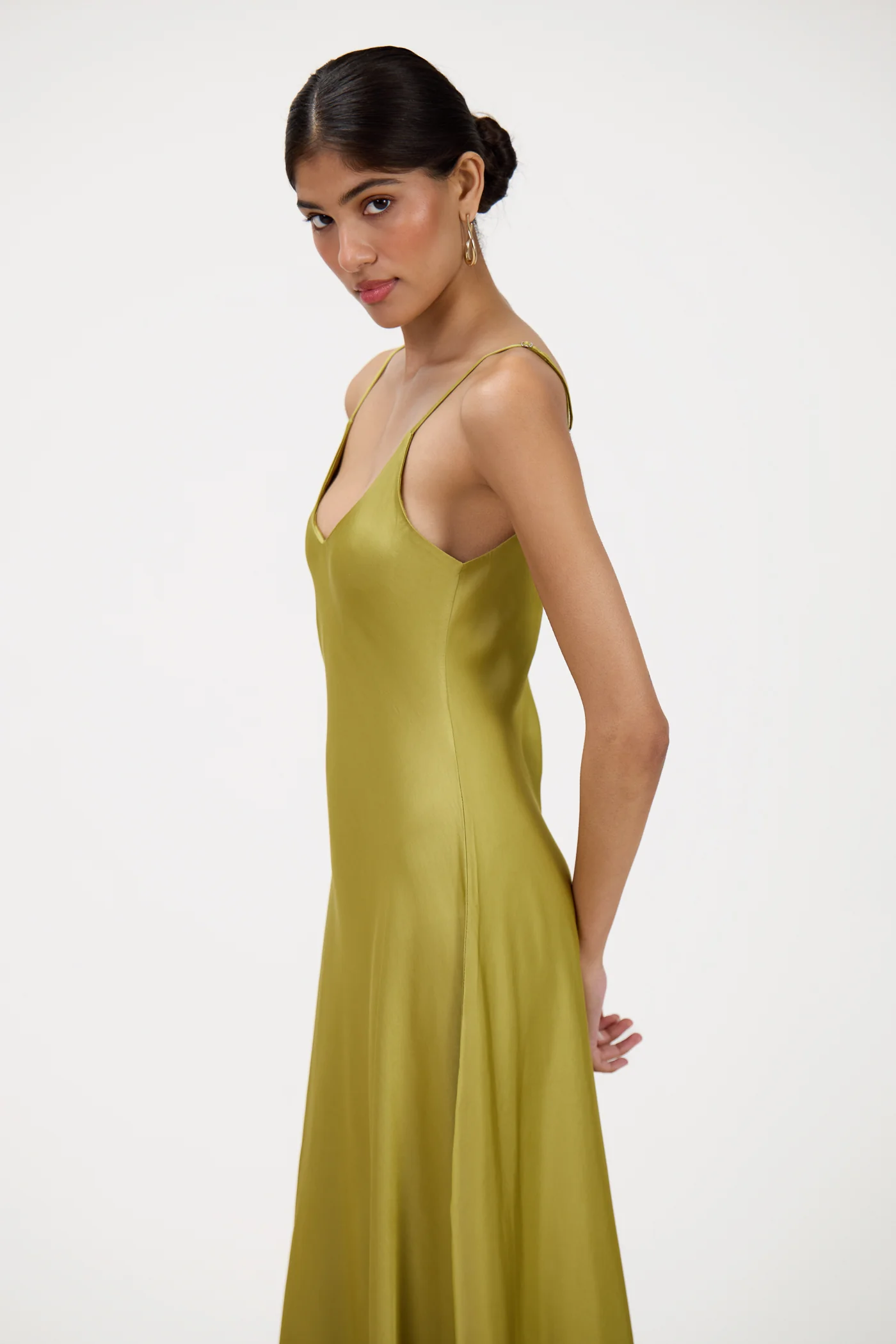Anne Satin Slip Dress | Fern - Image 7