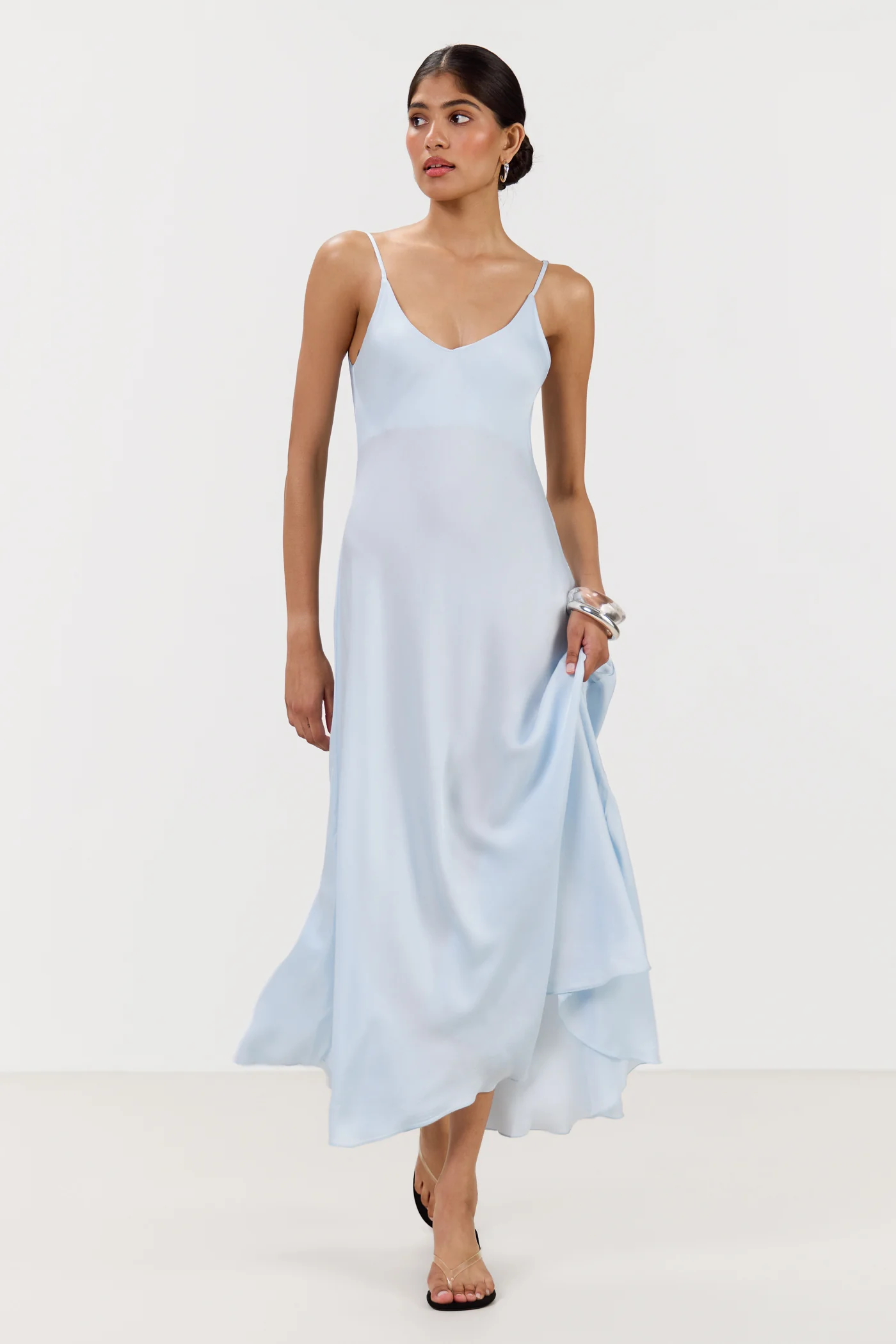 Anne Satin Slip Dress | Glacier
