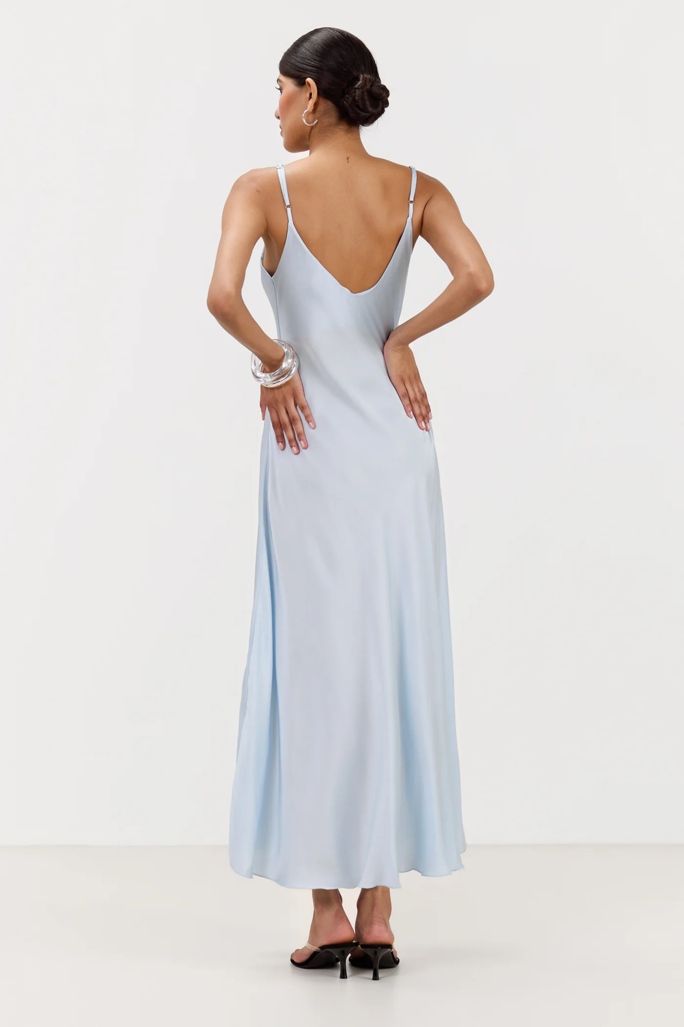 Anne Satin Slip Dress | Glacier - Image 4