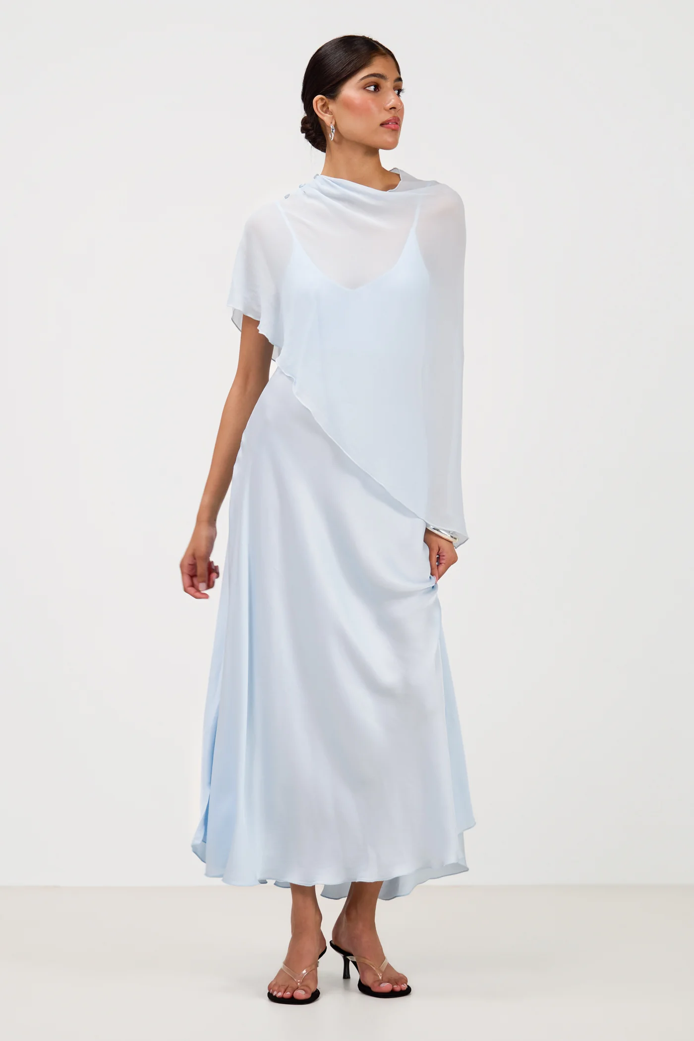 Anne Satin Slip Dress | Glacier - Image 7