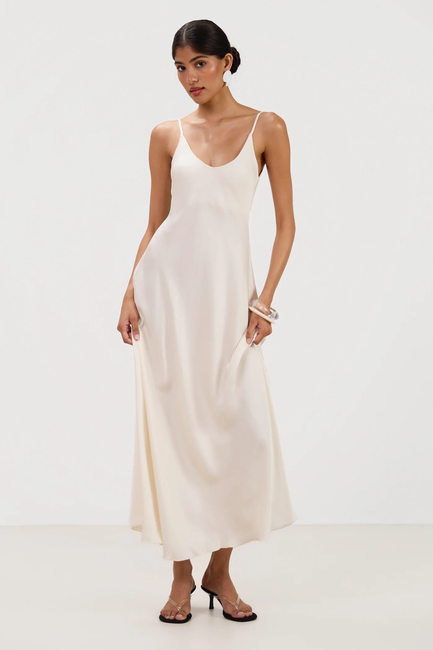 Anne Satin Slip Dress | Ivory