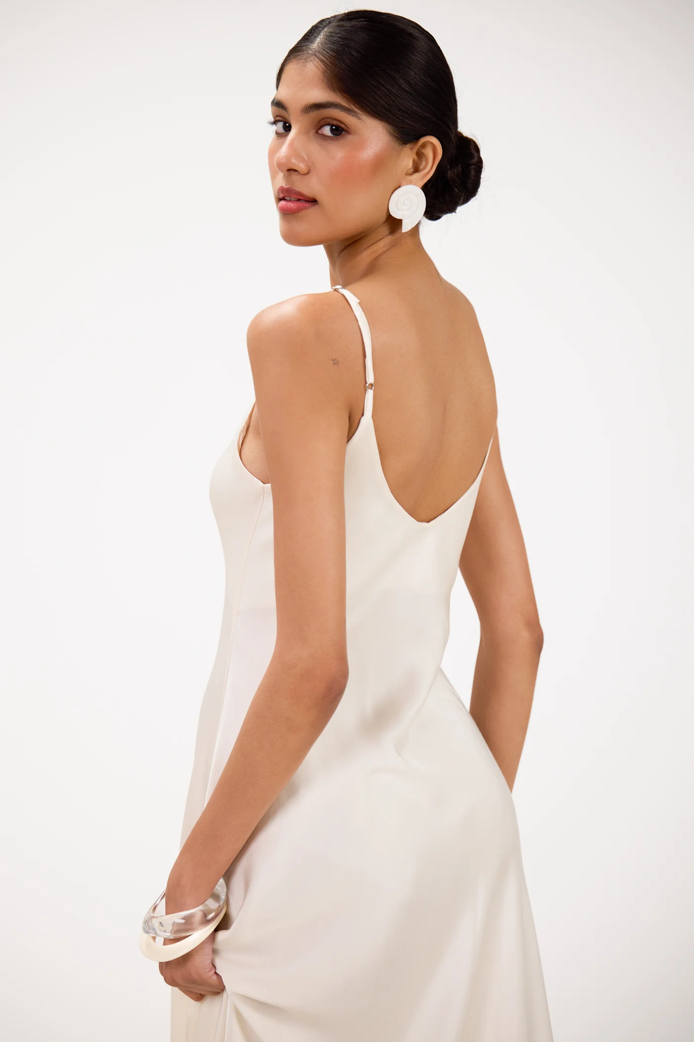 Anne Satin Slip Dress | Ivory - Image 2