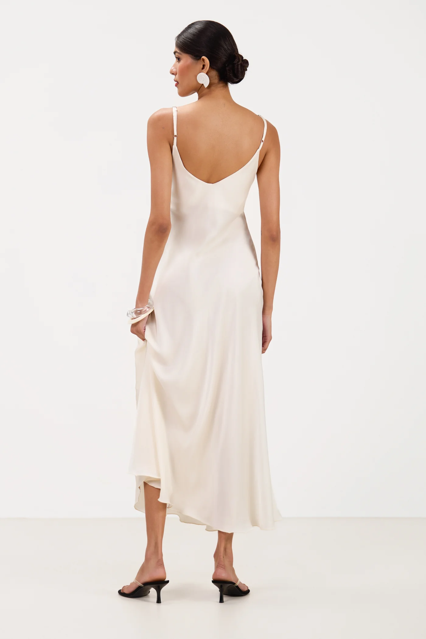 Anne Satin Slip Dress | Ivory - Image 5