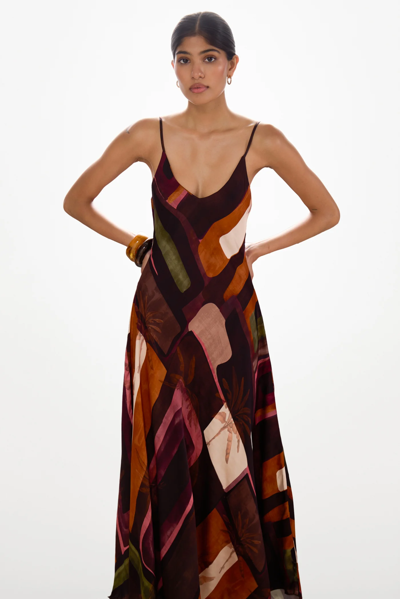 Anne Satin Slip Dress | Sunset Geo - Image 10