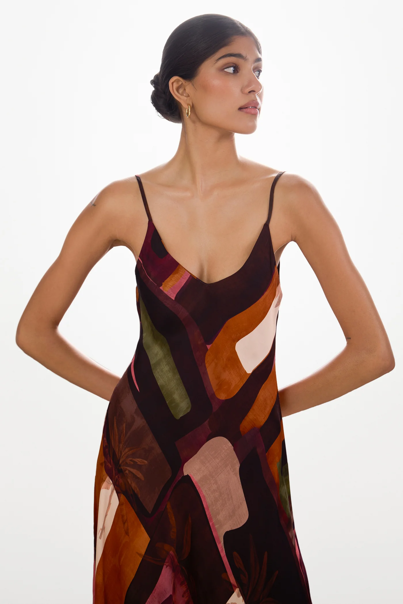 Anne Satin Slip Dress | Sunset Geo - Image 4