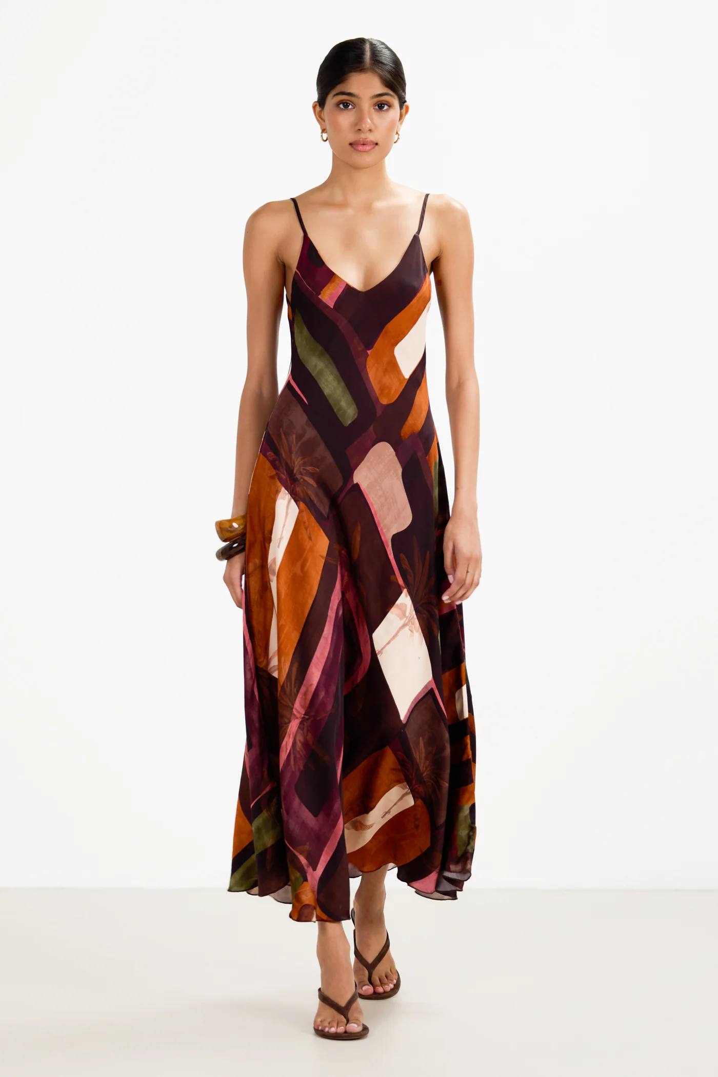 Anne Satin Slip Dress | Sunset Geo - Image 5