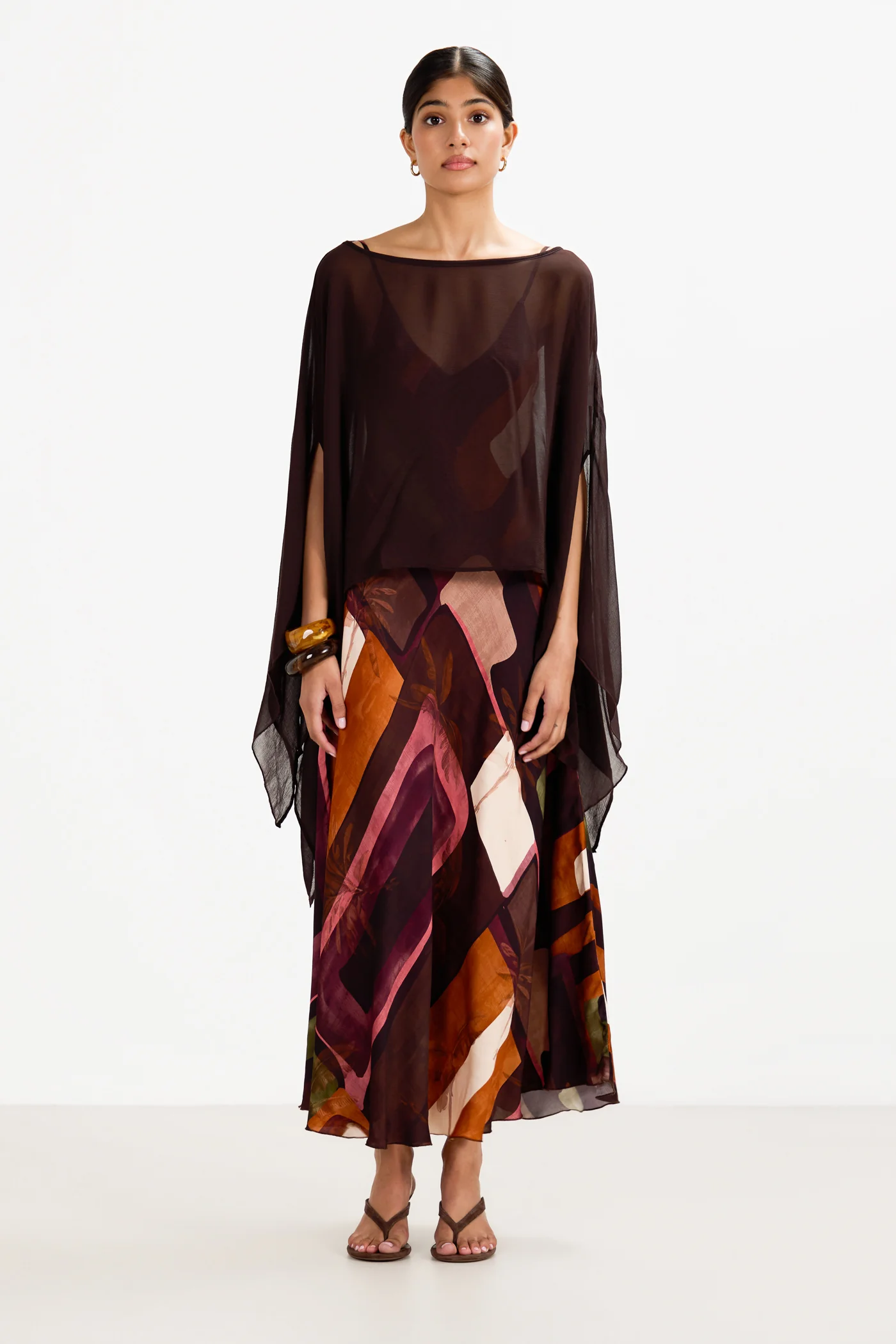Anne Satin Slip Dress | Sunset Geo - Image 6