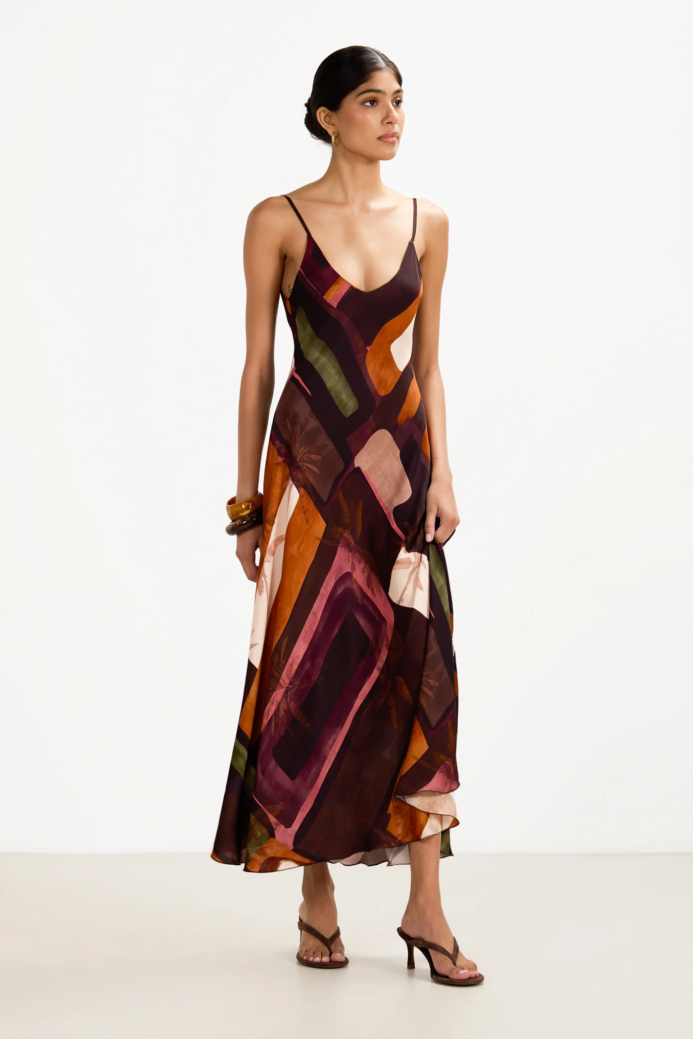 Anne Satin Slip Dress | Sunset Geo - Image 8
