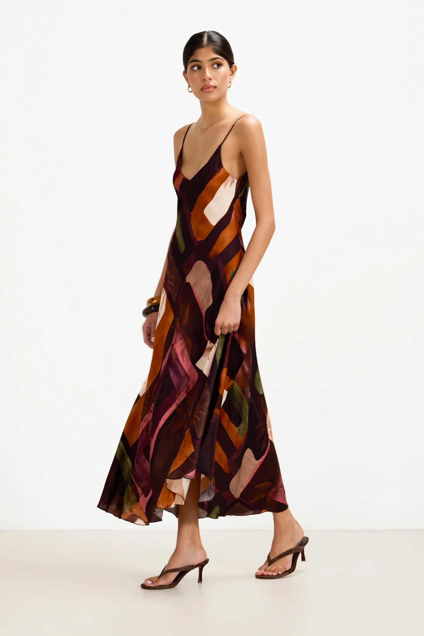 Anne Satin Slip Dress | Sunset Geo - Image 9