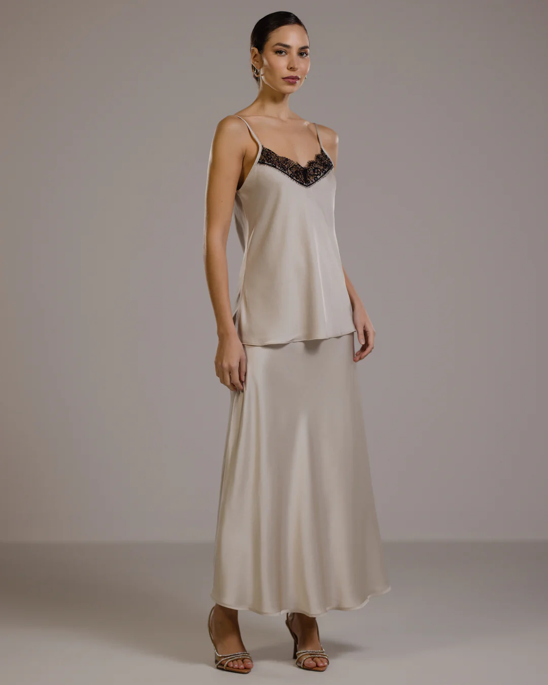 Arabella Lace Trim Vest | Light Beige - Image 3