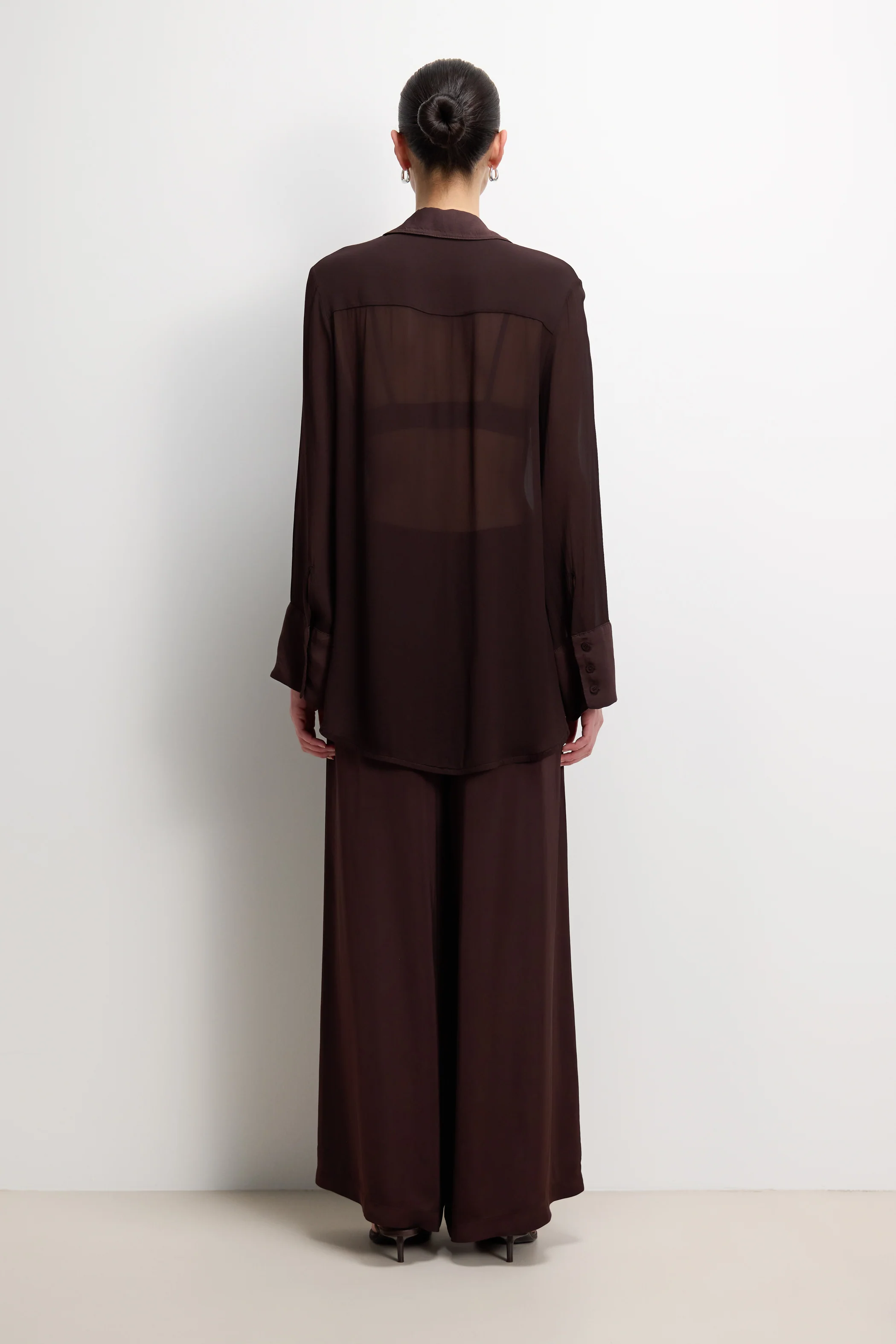 Francesca Sheer Shirt | Espresso Brown Moire - Image 5