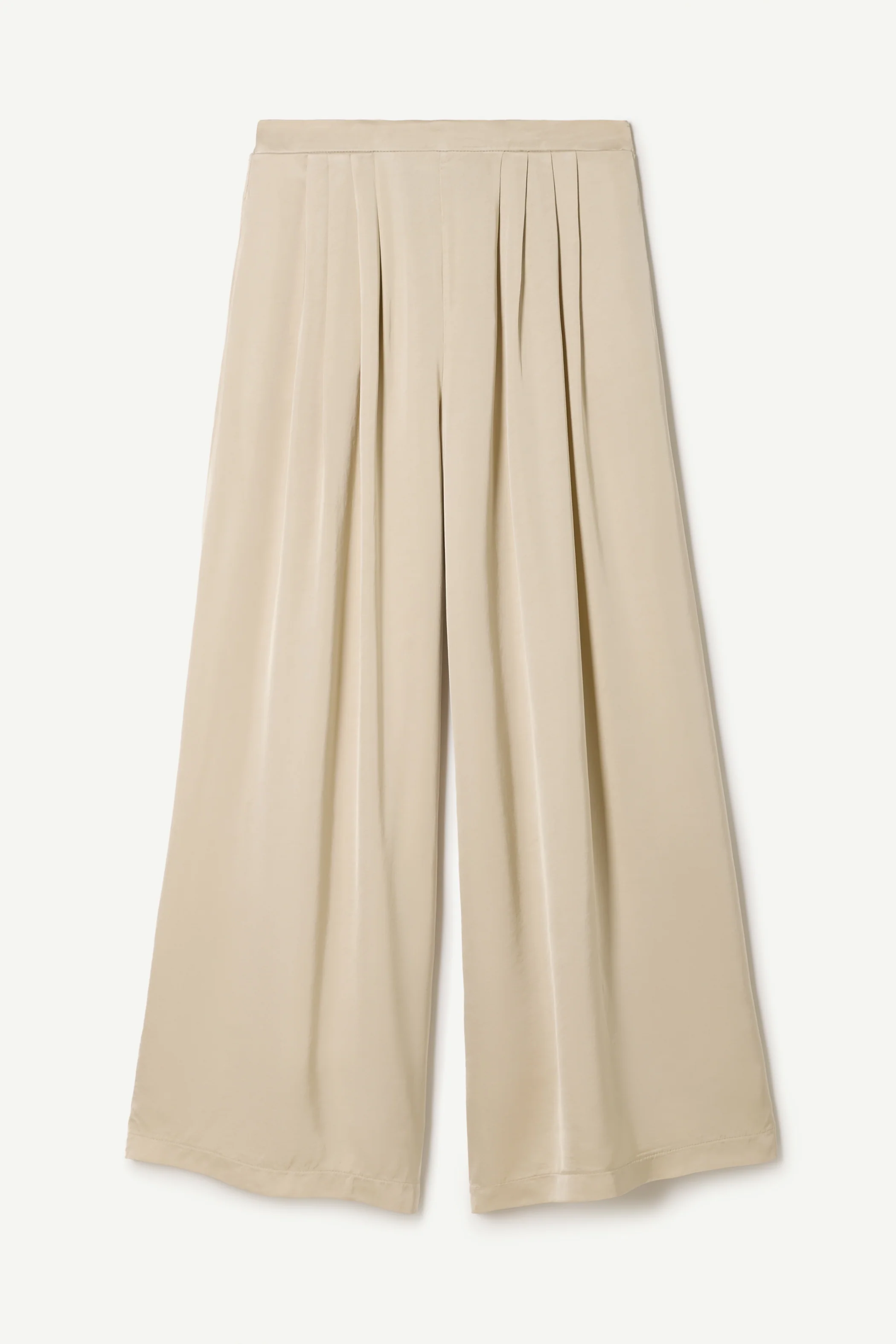 Arden Pleated Elastic Waist Satin Trousers | Honey - Image 7