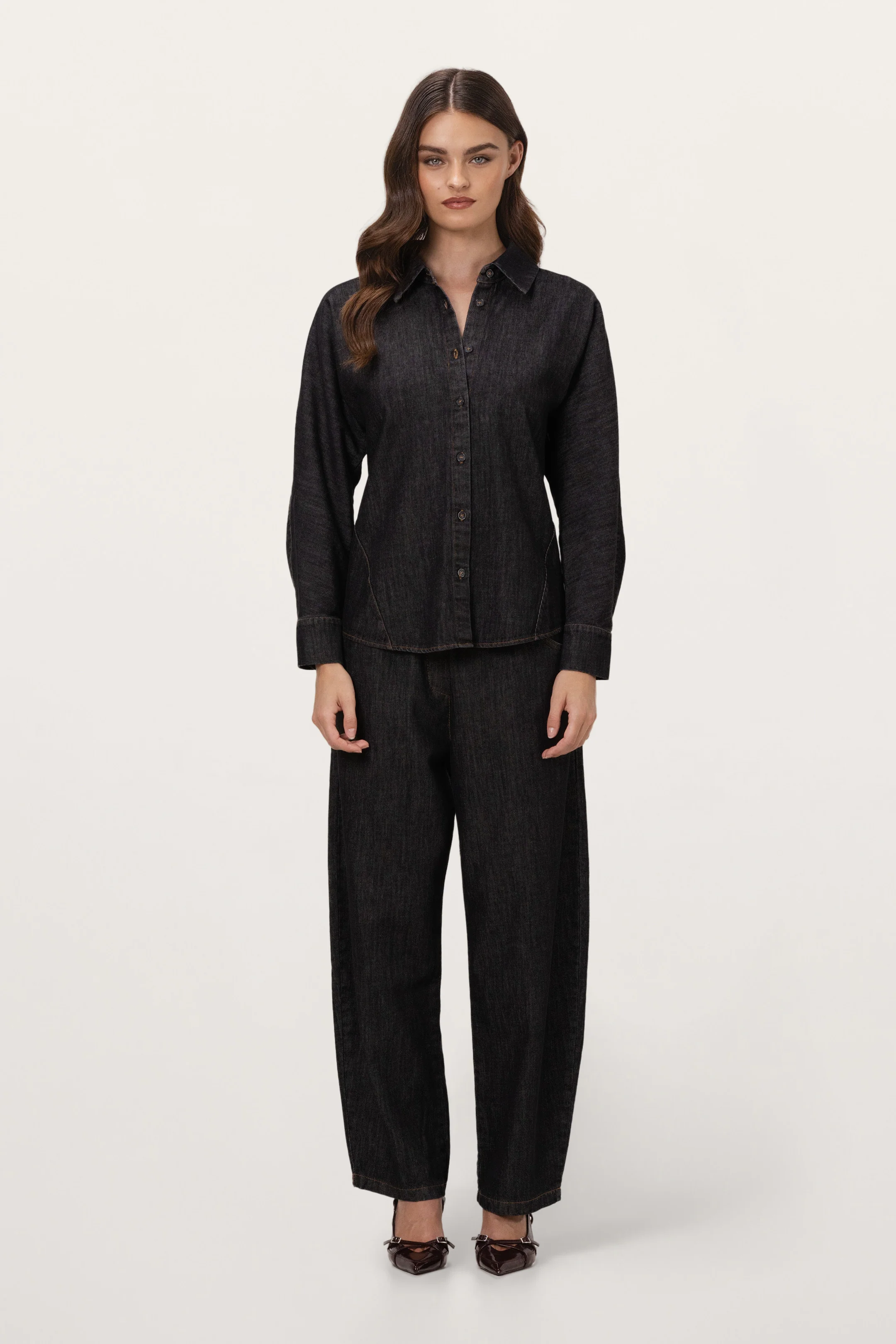 Aspen Barrel-Leg Elastic Waist Jeans | Dark Denim - Image 8