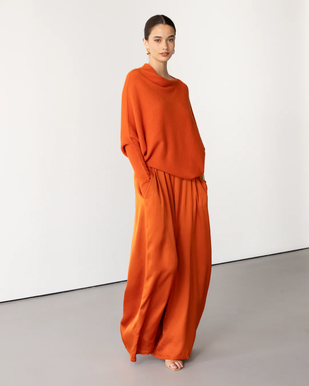 Asymmetric Draped | Burnt Orange | Seamless Knit - Image 2