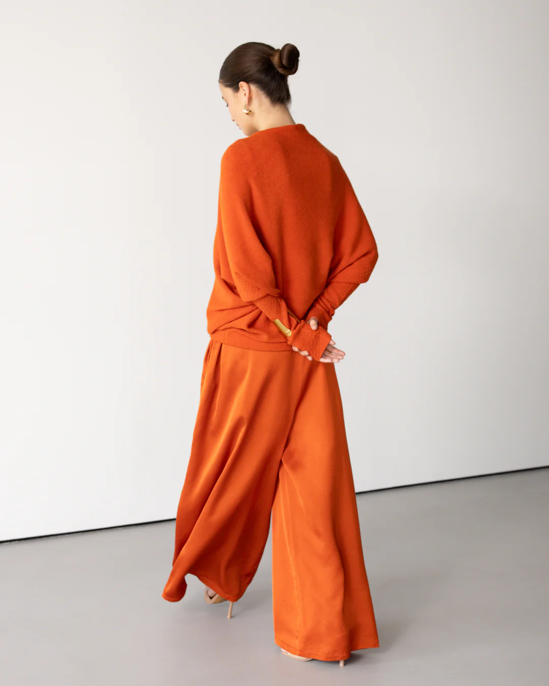 Asymmetric Draped | Burnt Orange | Seamless Knit - Image 3