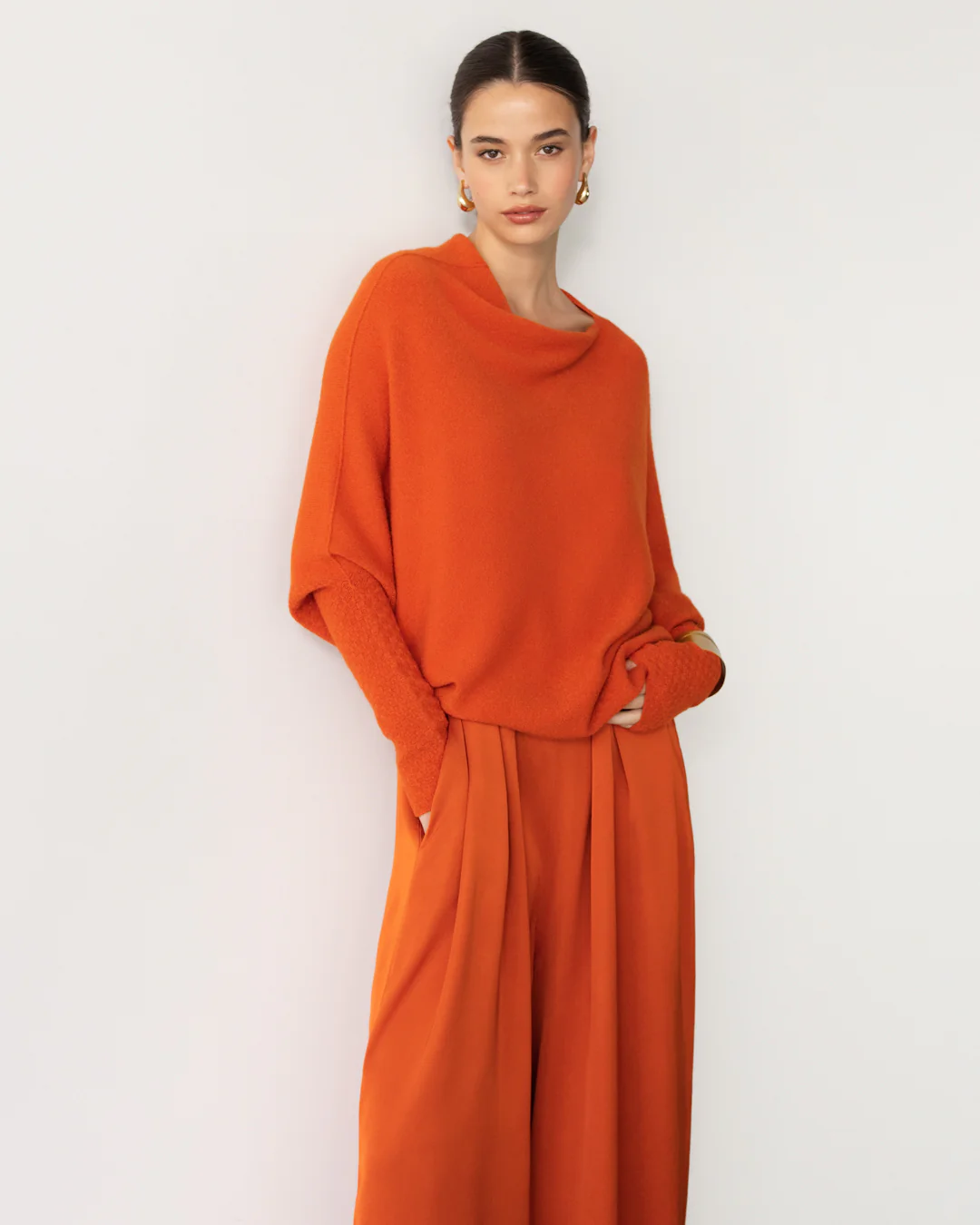 Asymmetric Draped | Burnt Orange | Seamless Knit - Image 4