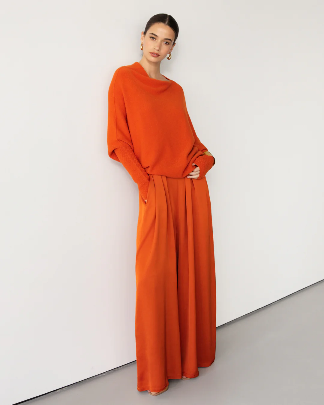 Asymmetric Draped | Burnt Orange | Seamless Knit - Image 5