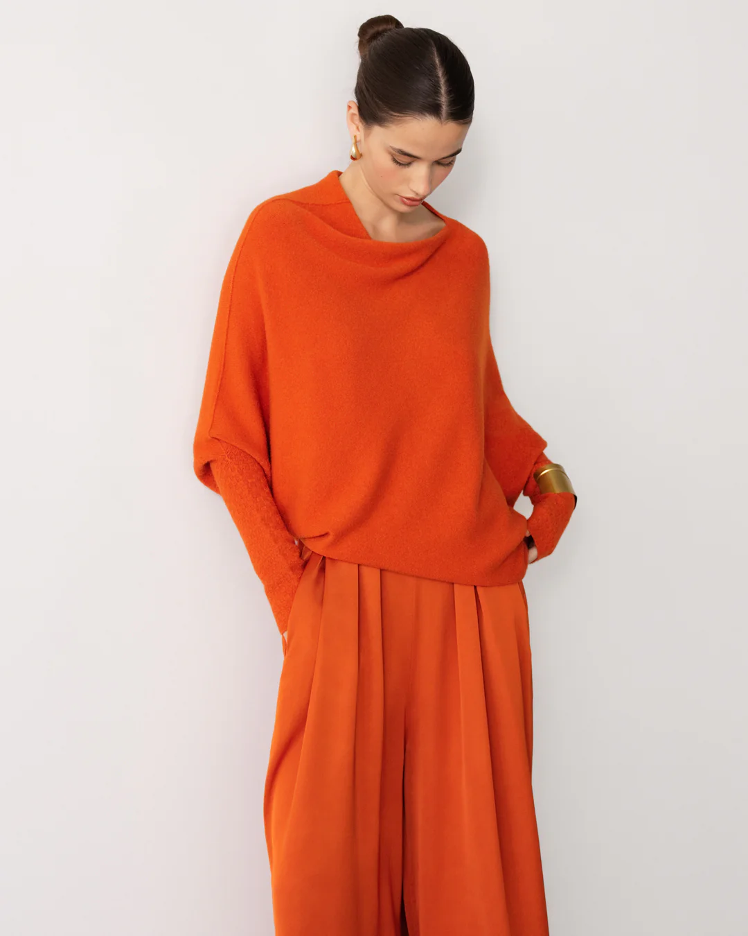 Asymmetric Draped | Burnt Orange | Seamless Knit - Image 7
