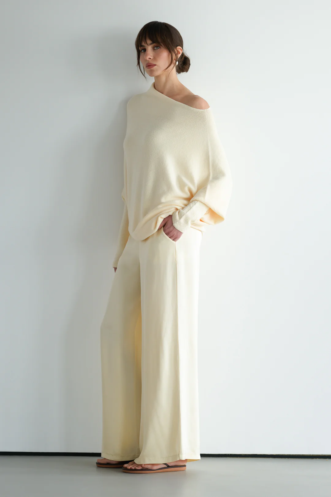 Asymmetric Draped | Buttercream | Seamless Knit - Image 3