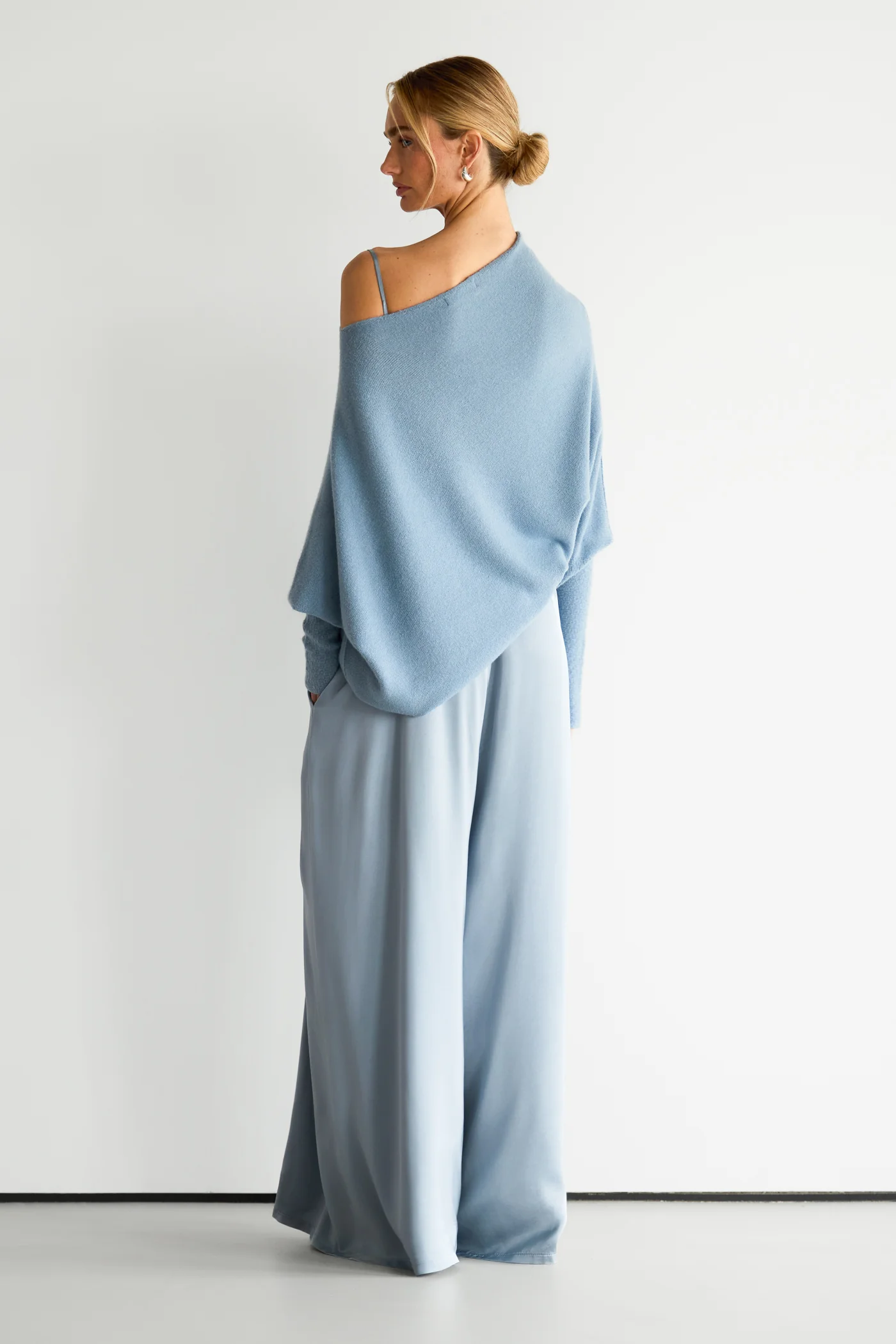 Asymmetric Draped | Dusty Blue | Seamless Knit - Image 4