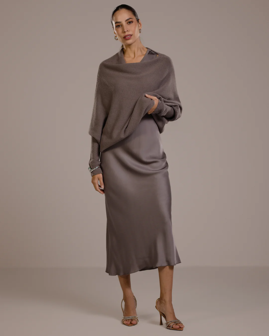 Asymmetric Draped | Mink | Seamless Knit - Image 4