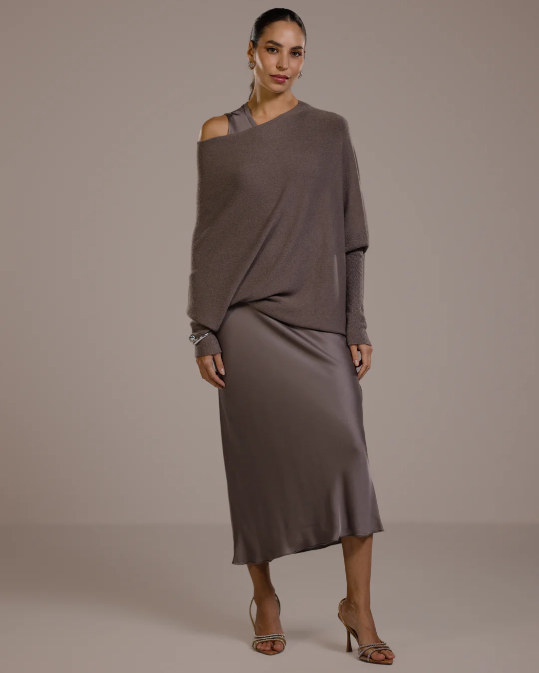 Asymmetric Draped | Mink | Seamless Knit - Image 6