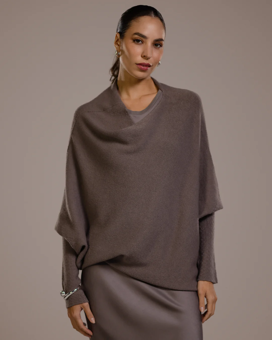 Asymmetric Draped | Mink | Seamless Knit - Image 7