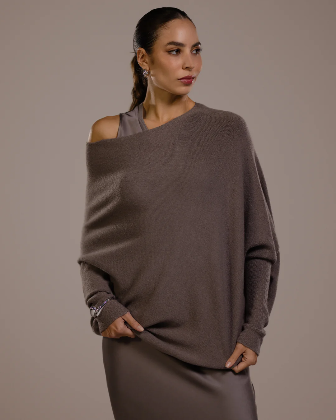 Asymmetric Draped | Mink | Seamless Knit - Image 8