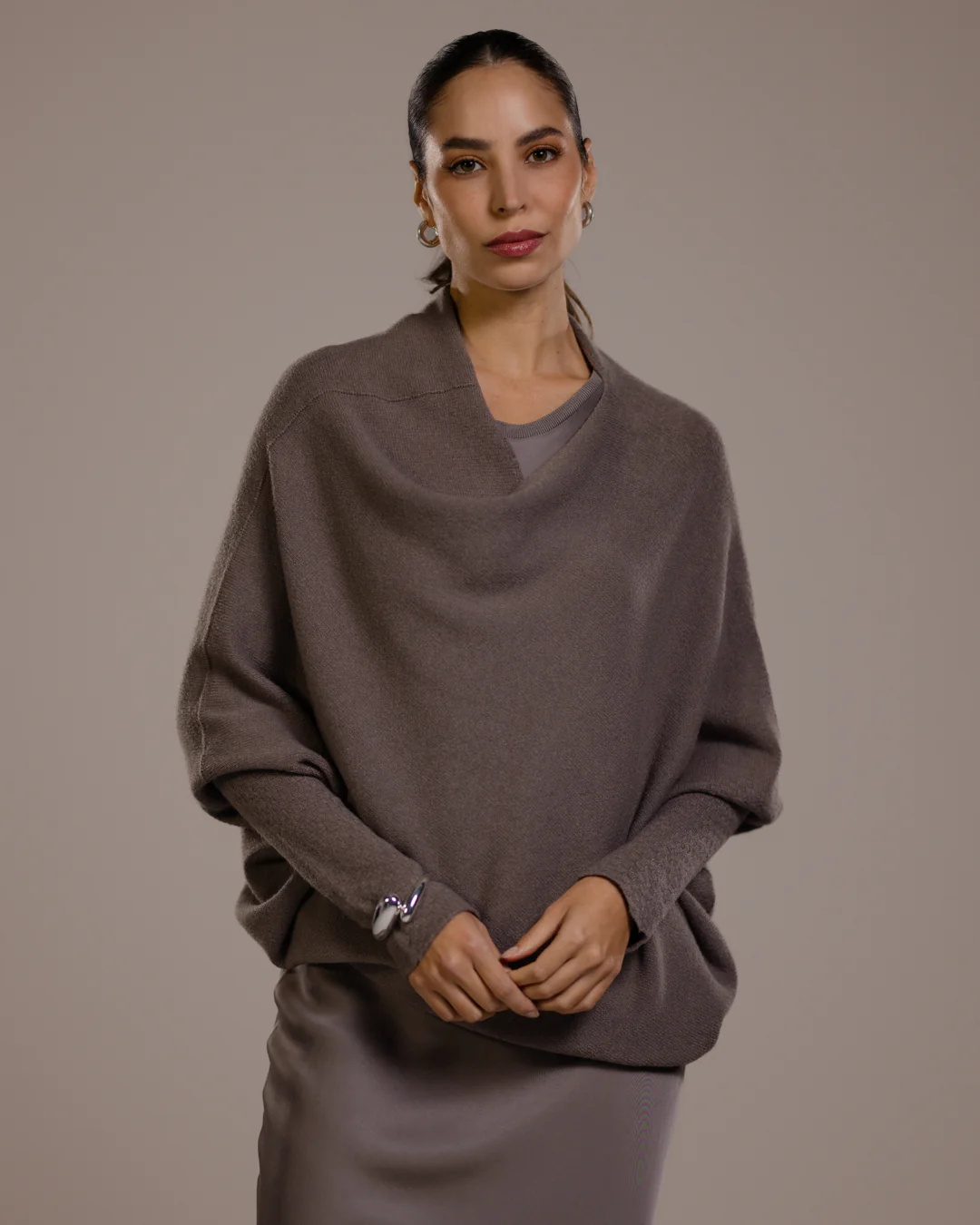 Asymmetric Draped | Mink | Seamless Knit - Image 9