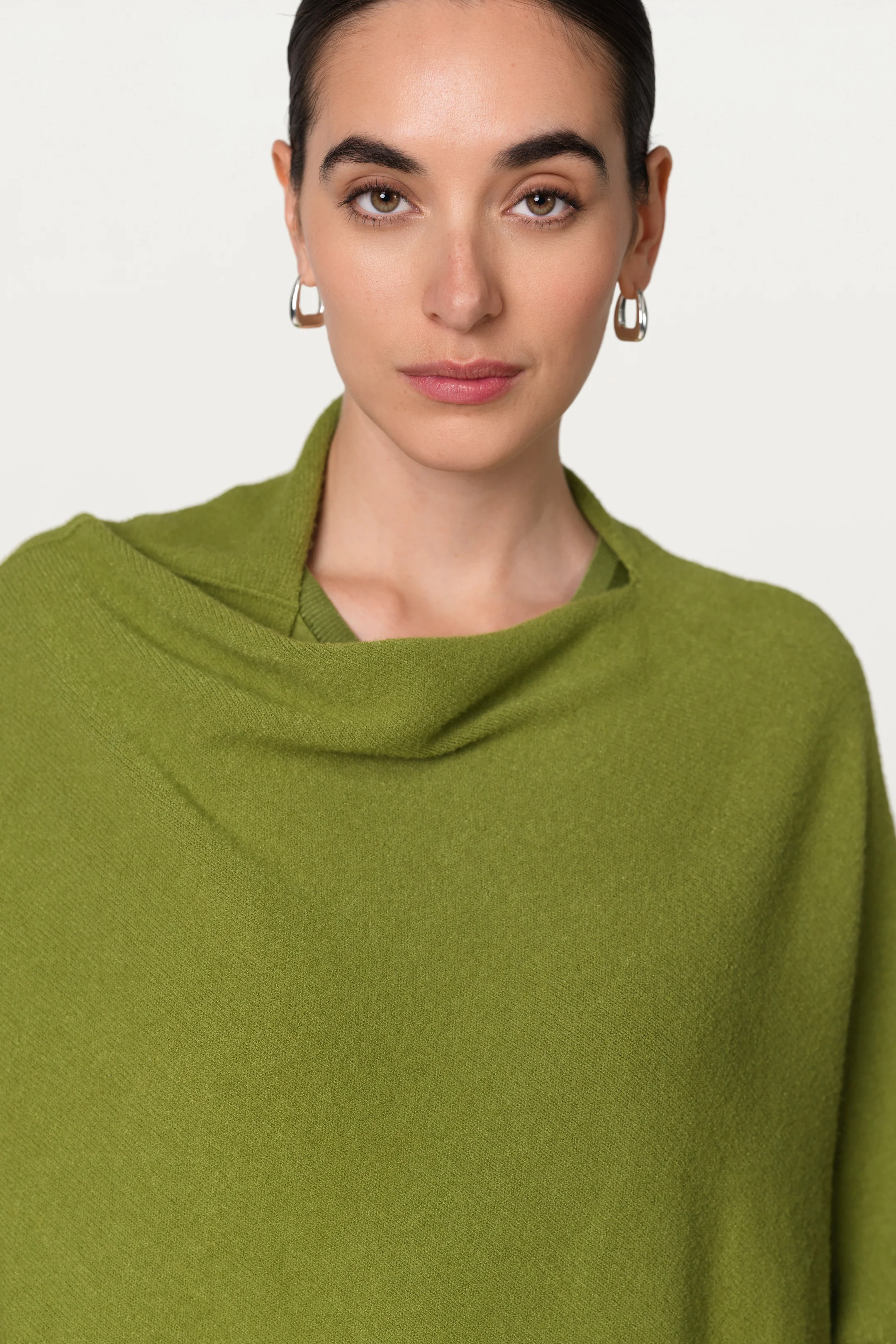 Asymmetric Draped | Olive Green | Seamless Knit - Image 2