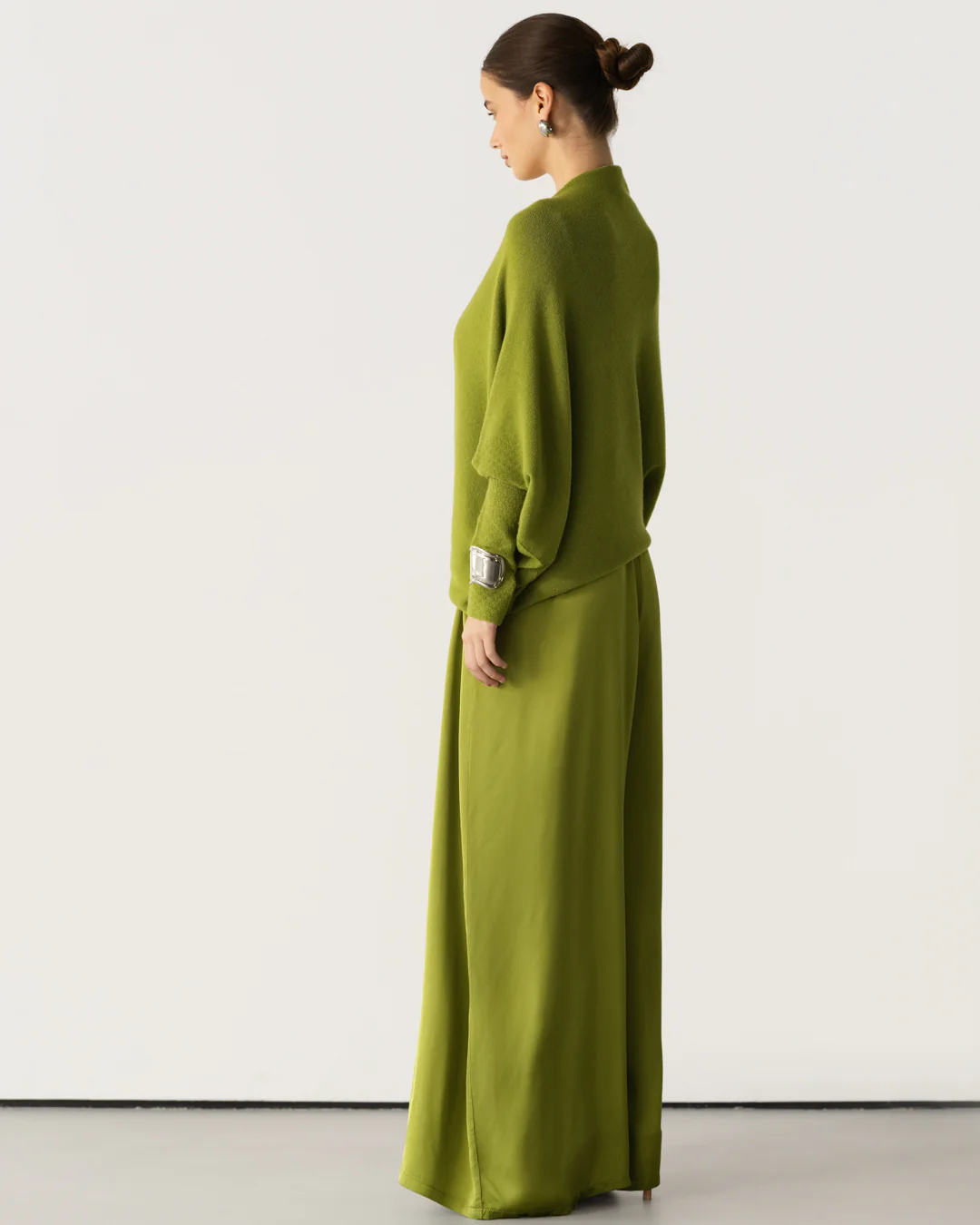 Asymmetric Draped | Olive Green | Seamless Knit - Image 4