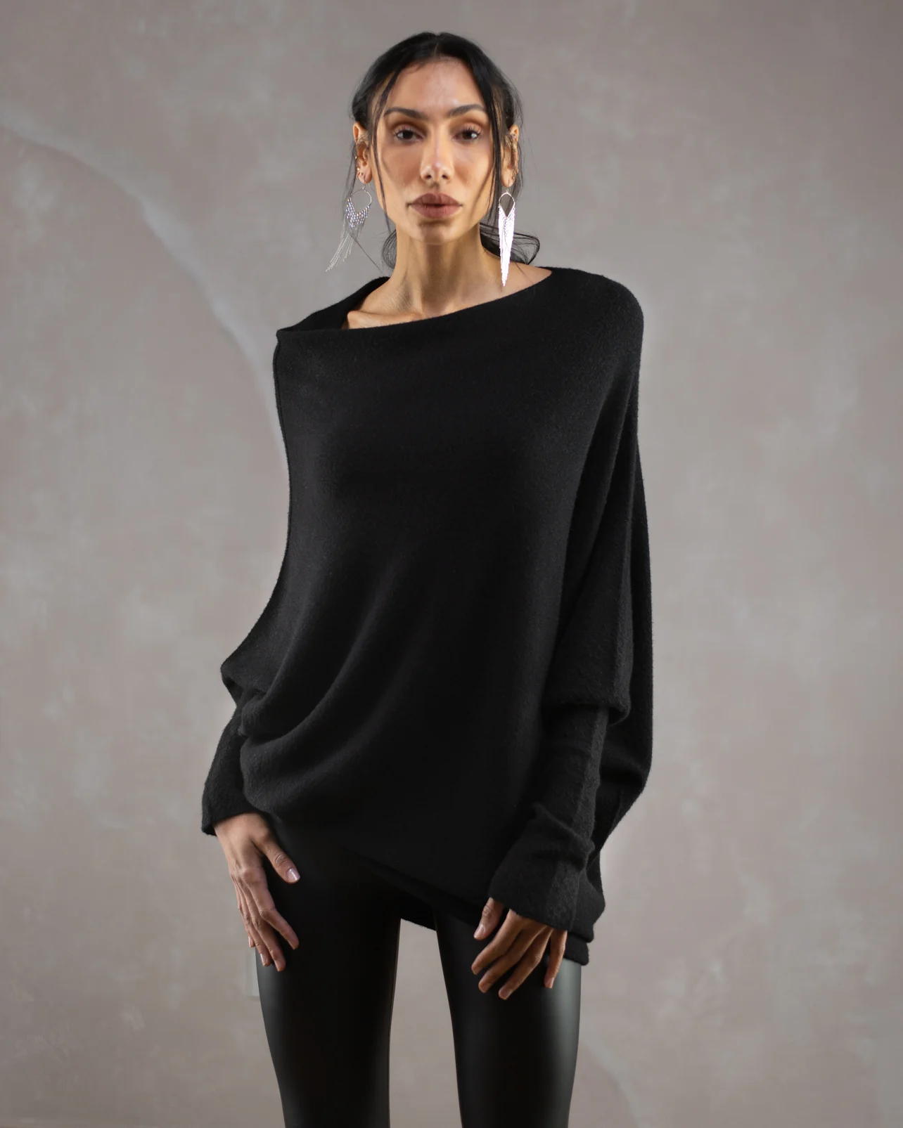 Asymmetric Draped | Black | Seamless Knit - Image 5