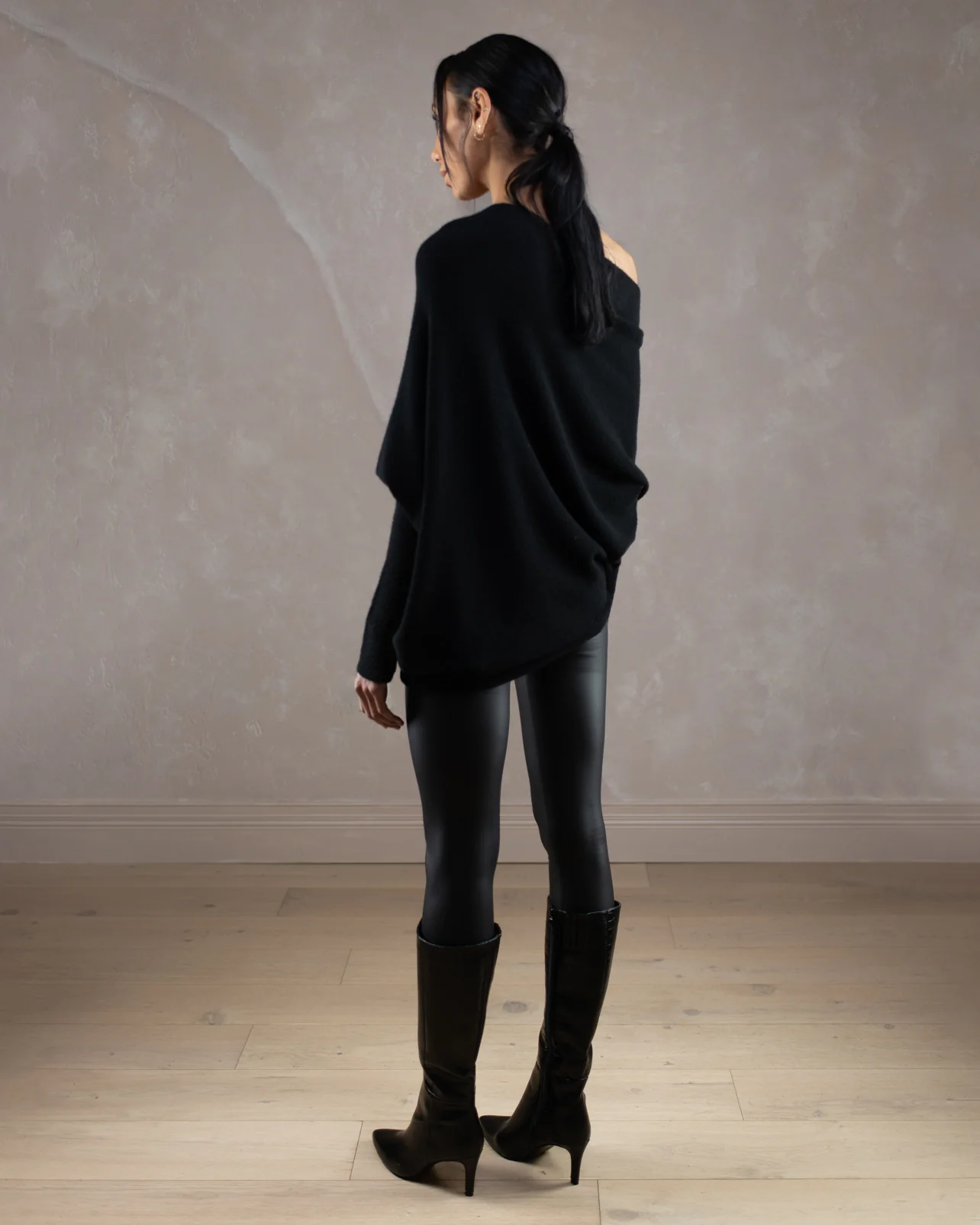Asymmetric Draped | Black | Seamless Knit - Image 7