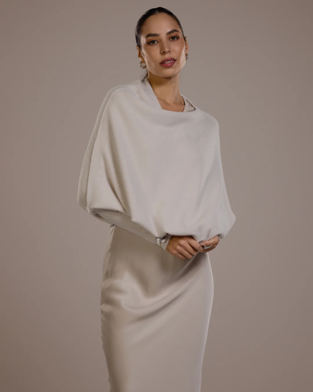 Asymmetric Draped | Light Beige | Seamless Knit - Image 5
