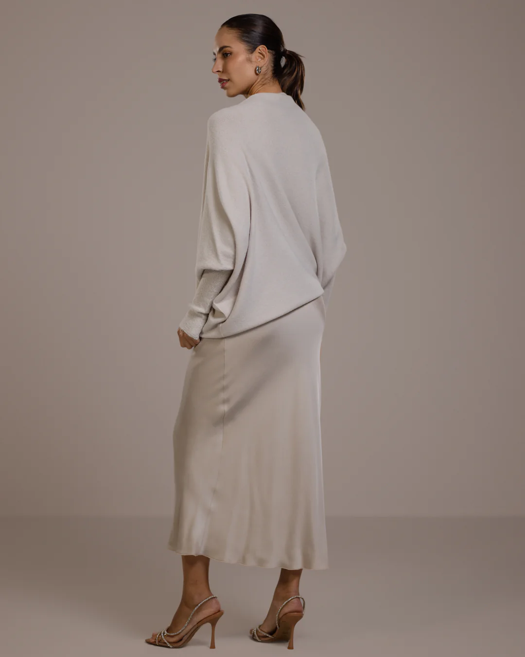 Asymmetric Draped | Light Beige | Seamless Knit - Image 9