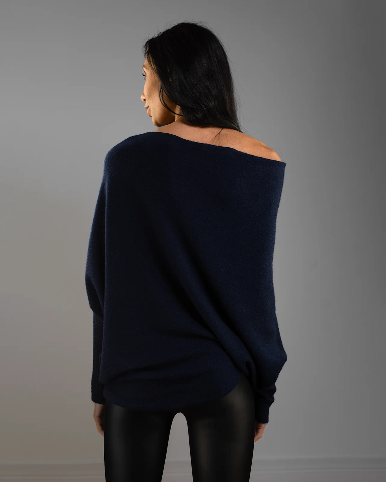 Asymmetric Draped | Navy | Seamless Knit - Image 14