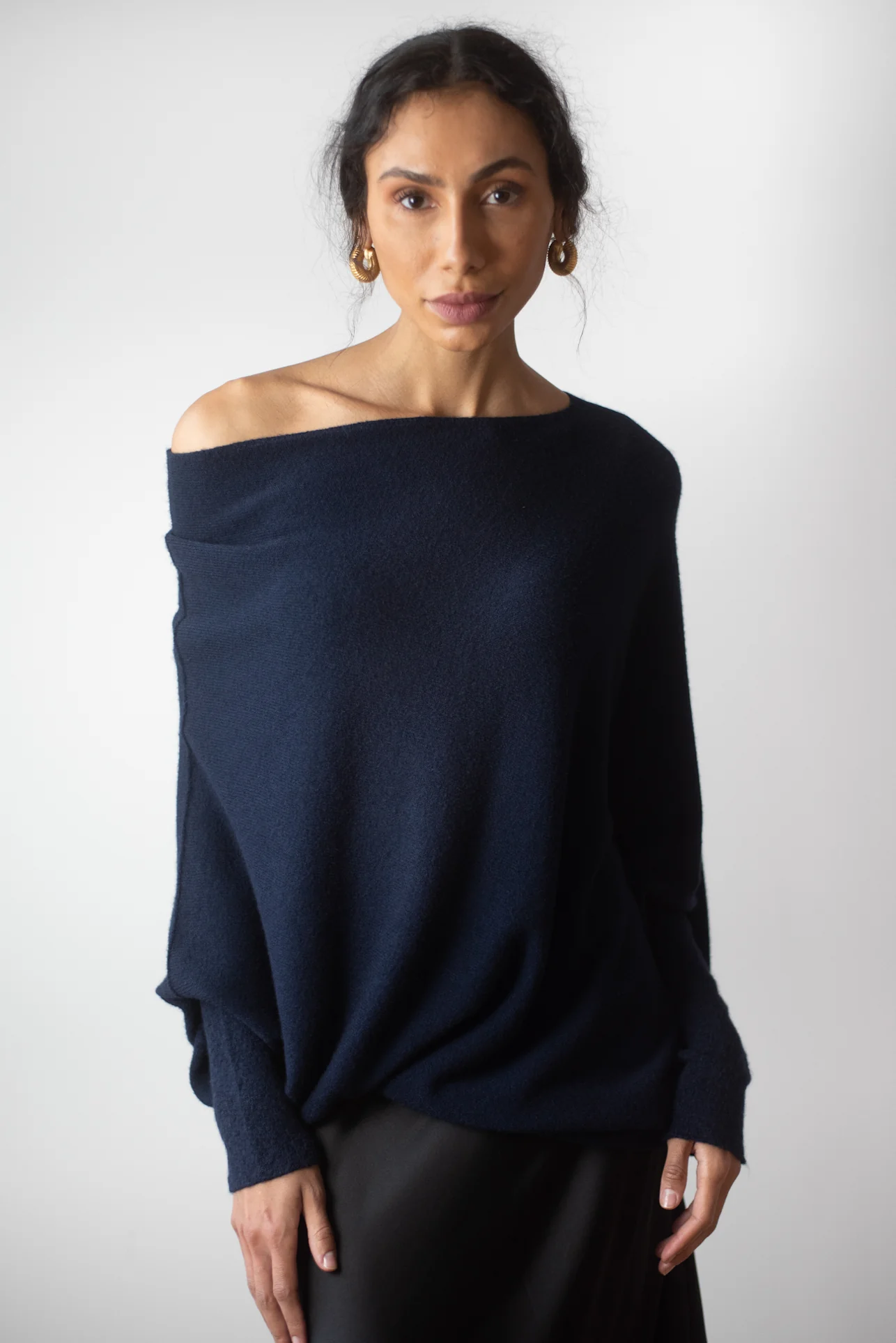 Asymmetric Draped | Navy | Seamless Knit - Image 17