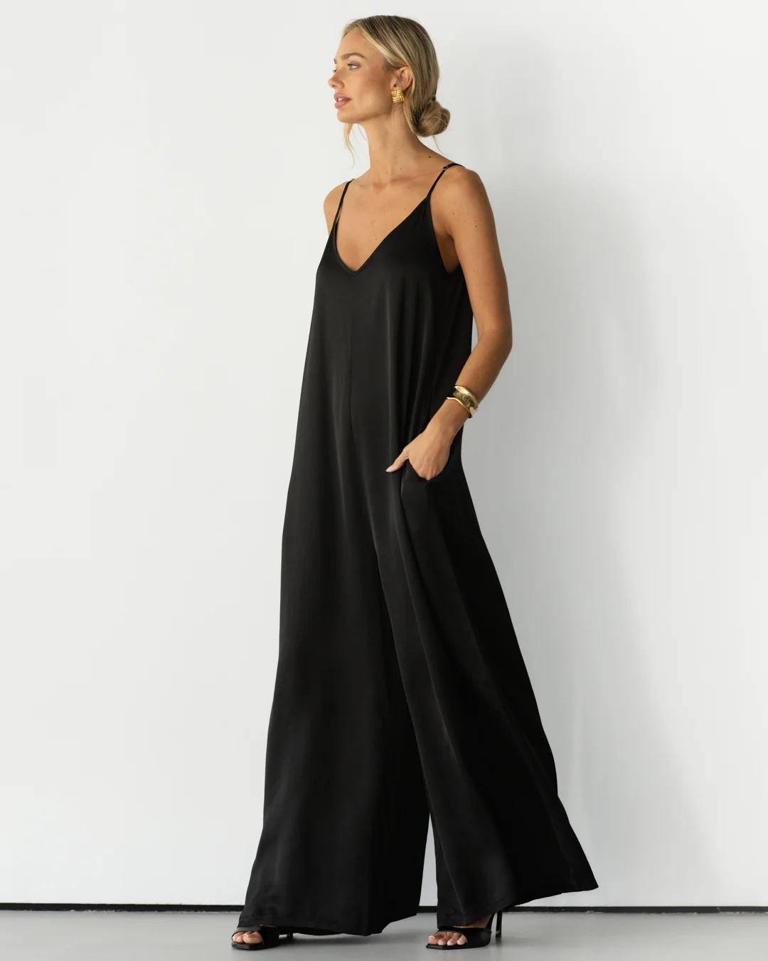 Audrey Satin Jumpsuit | Black - Image 11